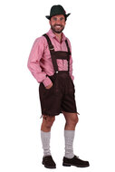 Oktoberfest Klaus lederhosen en overhemd rood-wit