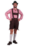 Oktoberfest Klaus lederhosen en overhemd rood-wit