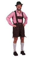 Oktoberfest Klaus lederhosen en overhemd rood-wit