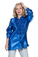 Ruches blouse blauw satijn