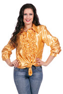 Ruches blouse goud satijn