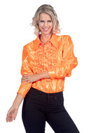 Ruches blouse oranje satijn