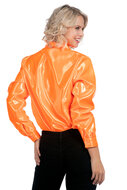 Ruches blouse oranje satijn