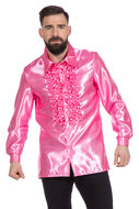 Ruches blouse licht roze satijn