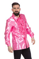 Ruches blouse licht roze satijn