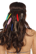 Haarband met gekleurde veren festival