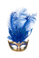 Venetiaans masker blauwe veer