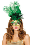 Venetiaans masker groene veer