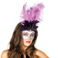 Venetiaans masker paarse veer