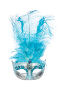 Venetiaans masker turquoise veer