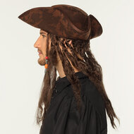 Piratenhoed bruin met bruin haar