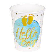 Papieren bekertjes blauw hello Boy 10 stuks