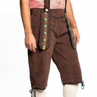 Lederhosen Johann donkerbruin knielengte imitatie su&egrave;de