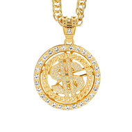 Gouden ketting dollar met diamanten