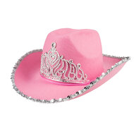 Cowboy hoed Glimmer roze volwassen maat