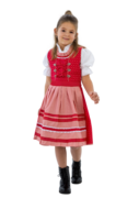 Dirndl jurkje rood-wit bloementjes kinderen