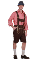 Oktoberfest Klaus lederhosen en overhemd rood-wit