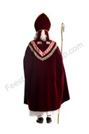 Sinterklaas kostuum polyester fluweel bordeaux rood