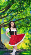 Dirndl jurk Gabi rood-zwart