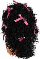 Pieten pruik dames zwart Pepita met roze strikjes