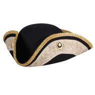 Driepunt Guard hoed goudgalon zwart met galonband