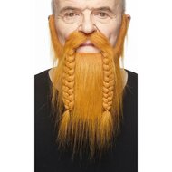 Baard met snor en vlechten Viking rood zelfklevend