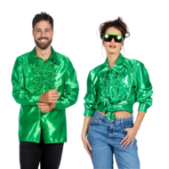 Ruches blouse groen satijn