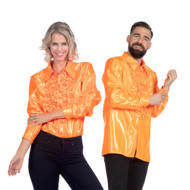 Ruches blouse oranje satijn