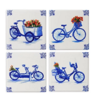 Onderzetters Delfts blauw fiets 4 stuks