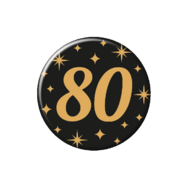 Button Classy Zwart-Goud - 80 jaar