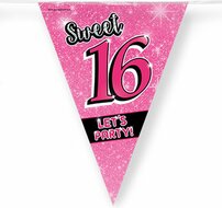 Sweet 16 Vlaggenlijn Roze - 10 meter