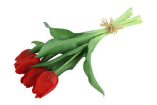Kunstboeket Tulpen - Kunstbloem Rood - 5 Stuks