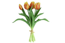 Kunstboeket Tulpen - Kunstbloem Geel en Fuchsia - 5 Stuks