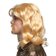 Heren Pruik - Barry Blond - Halflang Model met Snor