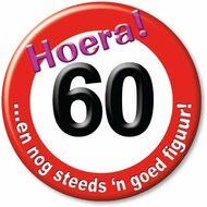 Button Verkeersbord - Verjaardag - Hoera 60