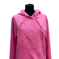 Hoodie Roze Embossed - Amsterdam Bike Town - Katoen - Volwassenen