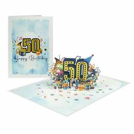 Wenskaart met een 3D afbeelding van Happy Birthday 50 Jaar