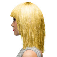 Dames Pruik - Crazy Glitter Goud - Jaren 80 Disco