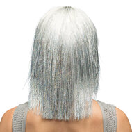 Dames Pruik - Crazy Glitter Zilver - Jaren 80 Disco