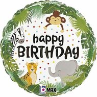 Folieballon - Happy Birthday Jungle Dieren - 45 cm