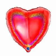 Folieballon Hart Glitter - Rood - 45 cm