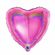 Folieballon Hart Glitter - Fuchsia - 45 cm