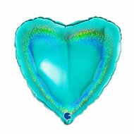 Folieballon Hart Glitter - Tiffany - 45 cm