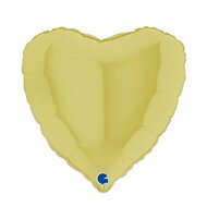 Folieballon Hart Mat - Geel  - 45 cm