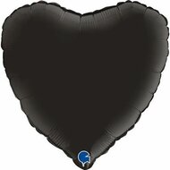 Folieballon zwart hart 43 cm