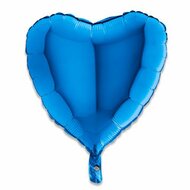 Folieballon Hart - Blauw  - 45 cm