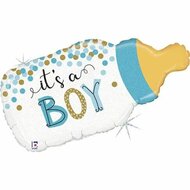 Folieballon Geboorte Jongen - Fles Blauw