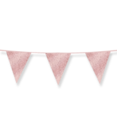 Versiering Vlaggenlijn - Glitter Ros&eacute; Goud - Papier - 6 meter