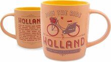 Beker pastel Holland fiets oranje/geel