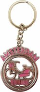 Sleutelhanger mono spinning Amsterdam fiets roze